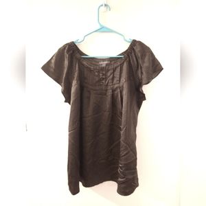 Chocolate brown polka dot blouse